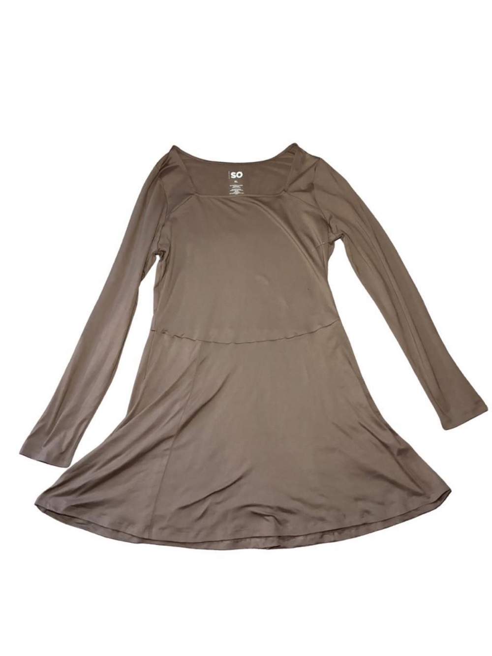 SO Women’s Long Sleeve A-Line dress in Taupe Brown